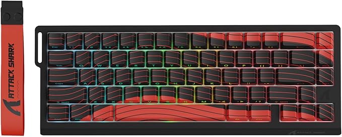 ATTACK SHARK X68 PRO HE Wireless Rapid Trigger Gaming Keyboard with Adjustable Actuation,8K Polling Rate,Hall Effect Magnetic Switch,Hot-Swap,RGB Backlit,BT/2.4GHz/Wired,for FPS Games-Black&Red