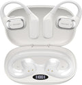 TECKNET Open Ear Headphones, Over the Ear Earbuds with Bluetooth 6.0, Smart Digital Display, 40H Playtime, IPX5 Waterproof, USB-C Fast Charging, Touch Control for Travel, Cycling, Running, White