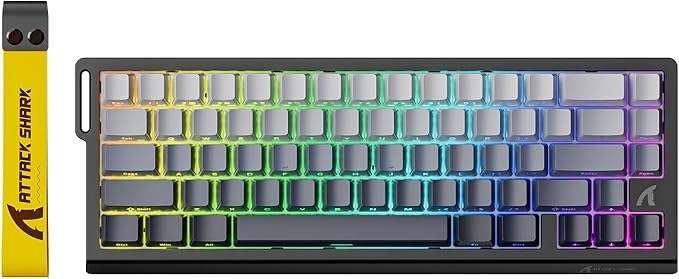ATTACK SHARK X68 HE Rapid Trigger Mechanical Gaming Keyboard 60% Wired TKL with Adjustable Actuation,Hall Effect Magnetic Switch,8KHz Polling Rate,RGB Backlit,Top Mount,Side Printed Keycap(Moonlight)