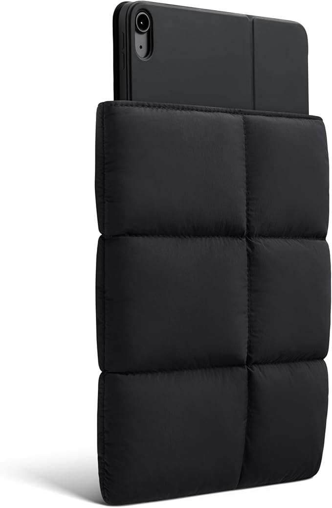 Comfyable Puffy 9-11 Inch Tablet Sleeve Compatible for 11 Inch iPad Pro M5, iPad Air M4 2026 with Magic Keyboard, Quilted Puffer Vertical Tablet Carrying Case for Women Men, Black