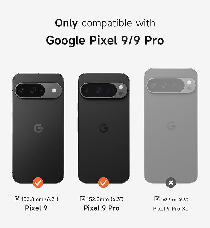 SURITCH for Google Pixel 9/9 Pro Phone Case, Compatible with MagSafe, Protective Cover with Camera Cover & Adjustable Metal Kickstand for Pixel 9/9 Pro -Black