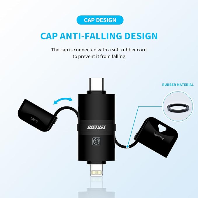 MFi Certified 128GB for iPhone Flash Drive USB C Memory Stick with Keychain Dual Type C USB Thumb Drive Photo Stick Jump Drive for Android Smartphone, Computers,iPhone/iPad/iPod/PC