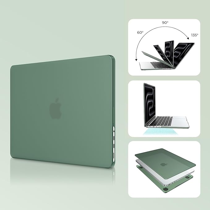 EooCoo Compatible with MacBook Pro 14 inch Case M5 2026 2025-2021 M4 M3 M2 M1 Pro/Max, Matte Grip, Bump-Resistant Hard Shell Laptop Protective Cover Case - Midnight Green