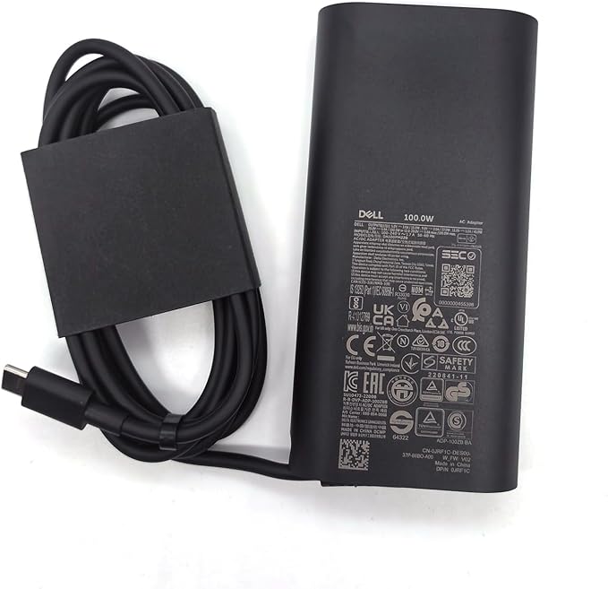 Dell 100W Laptop Charger USB C Type C GAN AC Adapter, XPS 14 9440 AC Charger, Latitude 9440 AC Adapter, Black, DA100PM220