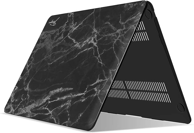 IBENZER Compatible with Old Version MacBook Air 13 Inch Case (2010-2017 Release). Models: A1466 / A1369, Plastic Hard Shell Case with Keyboard Cover for Mac Air 13, Black Marble, A13BKMB+1