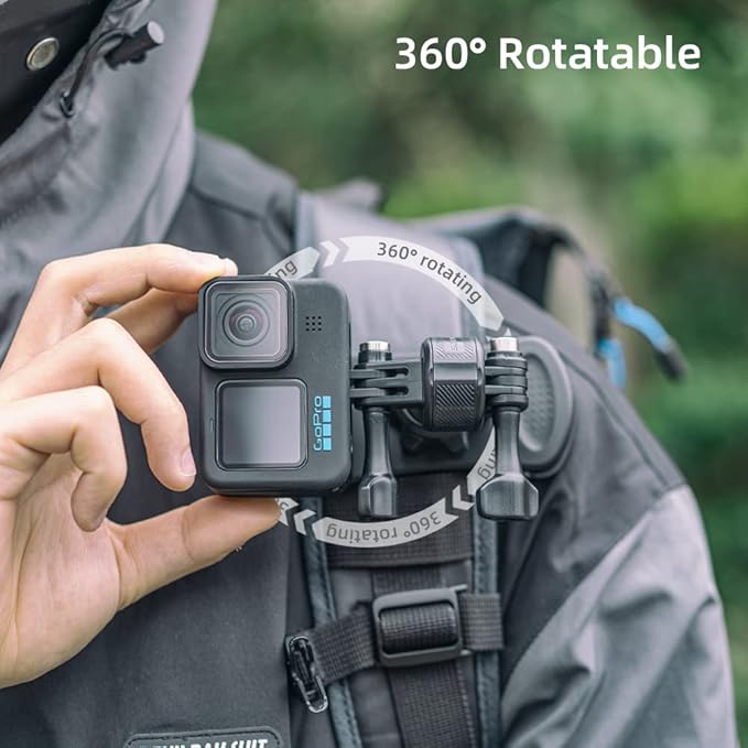Magnetic Backpack Strap Mount Quick Clip Mount with Magnetic Adapter, Bag Belt Shoulder Strap Clip Holder Compatible with Gopro Hero 13/12/11/10, DJI Osmo Action 6/5Pro/4/3, AKASO and More