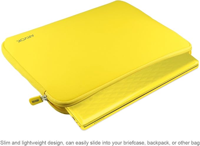 Arvok 13 13.3 14 Inch Laptop Sleeve Case for MacBook Pro 14 2021/Water-Resistant Notebook Chromebook Computer Pocket Briefcase Carrying Bag Pouch Skin Cover for HP/Dell/Lenovo/Asus/Acer, Yellow