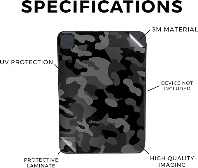 Skin Compatible with Apple Smart Folio for iPad Pro 11-inch (M4/M5) 2025 - Black Camo - Premium 3M Vinyl Protective Wrap Decal Cover | Crafted in The USA by MightySkins