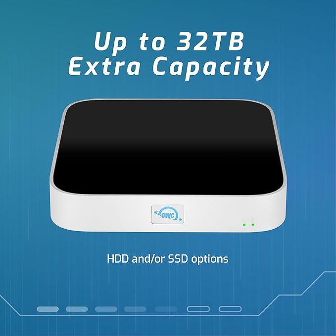 OWC 20TB (20.0TB HDD 7200 RPM Drive) miniStack STX, Upgradeable,Stackable Expansion Solution and Thunderbolt Hub/Mini Dock for Mac Studio, Mac mini and Other Devices. Silver