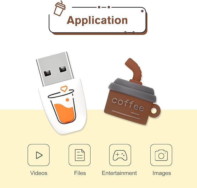 32GB Cute USB Flash Drive Computer Memory Stick Funny USB Pendrive for Teachers, Students, Family and Friends - Pink Coffee