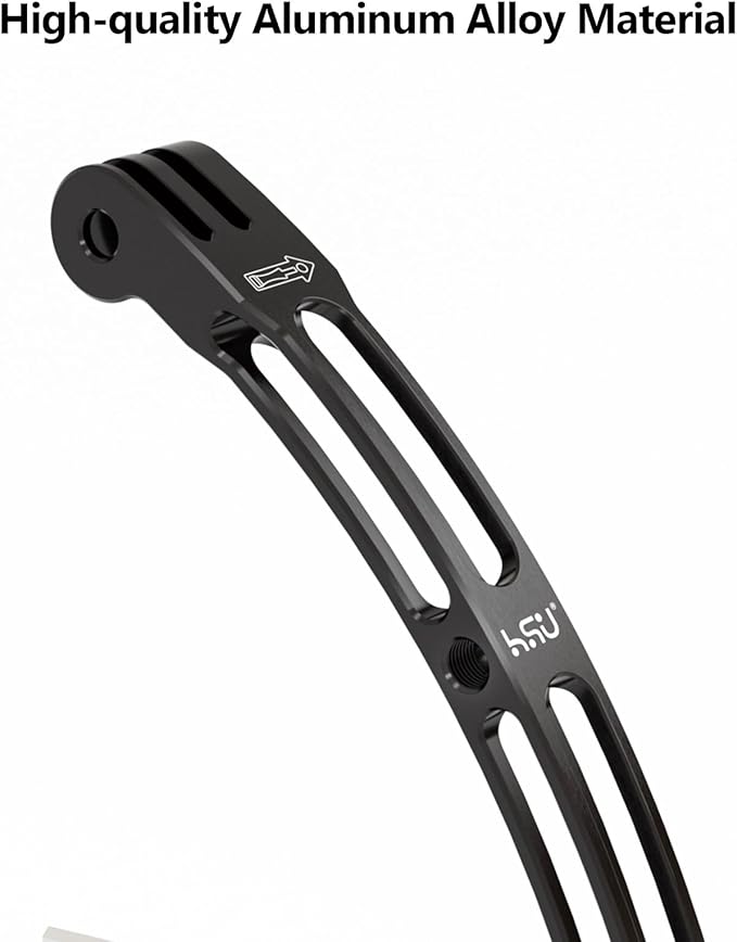 HSU Aluminum Alloy Curved Extension Arm (5.3”) Metal Pole Mount Helmet Stick Extension Arm Mount for GoPro Hero 13/12/11/10/9/8/7/6 Black, DJI Osmo Action 5 Pro/4/3 and More Action Cameras (Black)