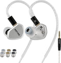 Klean SV in Ear Monitor, 10mm Full-DLC Diaphragm Dynamic Driver IEM, 3 Interchangeable Tuning Nozzles, HiFi Wired Earbuds, Detachable Cable for Audiophile, Musician & Gaming (Silver, 4.4mm)