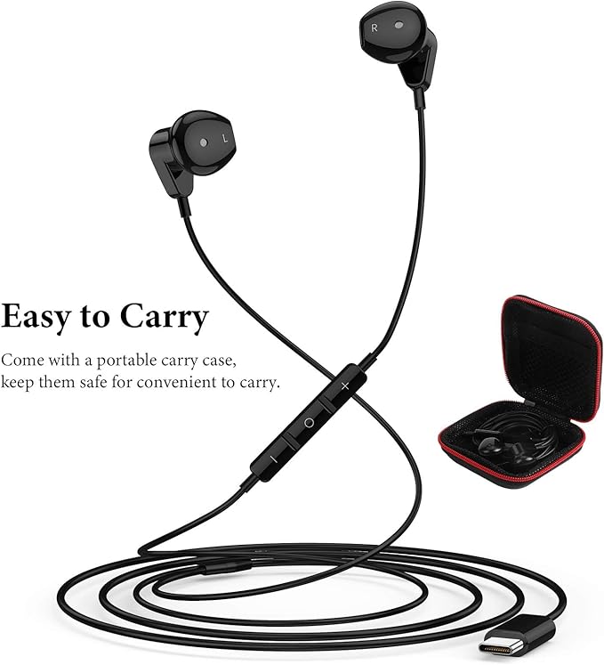APETOO USB C Headphone for iPhone 17 16 15 Pro Max/iPad, HiFi Stereo Type C Earphones USB-C Wired Earbuds with Microphone Volume Control for Samsung S25/S26/S24/S23/S22/S21/Pixel/for OnePlus/Android