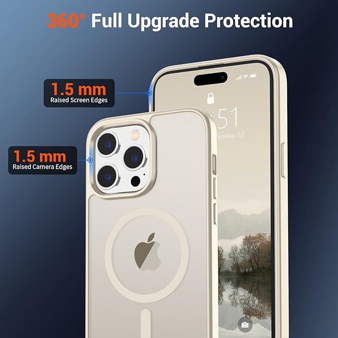 SUPFINE Magnetic for iPhone 14 Pro Max Case (Compatible with MagSafe) (Military Grade Drop Protection) Slim Translucent Matte Shockproof with Anti-Fingerprint Phone Case,Antique White