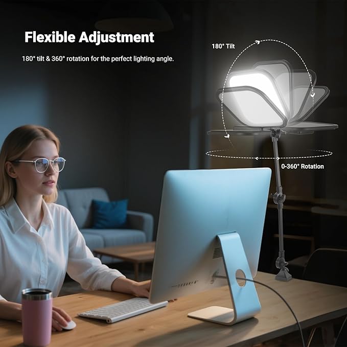 NEEWER Basics 10.8" Video Conference Lighting with Desk Clamp Stand, 15W Bi Color Edge Lit Full Screen Dimmable Streaming Light CRI95+ for Video Recording Computer Laptop Webcam Zoom Calls, L220