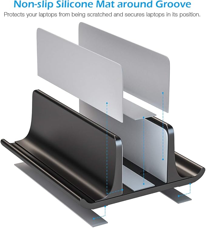 HONKID Vertical Laptop Stand, Aluminum Holder Adjustable Desktop Laptop Dock (up to 17.3 in) Compatible with All/Surface/HP/Dell/Lenovo/Gaming Laptops,Black