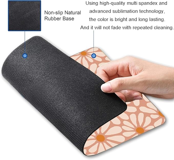Mouse Pad, Premium-Textured Mouse Mat, Non-Slip Rubber Base Mousepad for Laptop, Computer & PC,9.5×7.9 in,Beautiful Orange Floral
