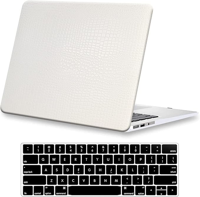 DTangLsm for Crocodile MacBook Pro 14 inch Case M5 2026-2021 M4 M3 M2 M1 A3426 A3427 A3434 A3112 A3185 A3401 A2918 A2992 A2779 A2442, Alligator Skin Textured Leather Hard Case+Keyboard Cover, White