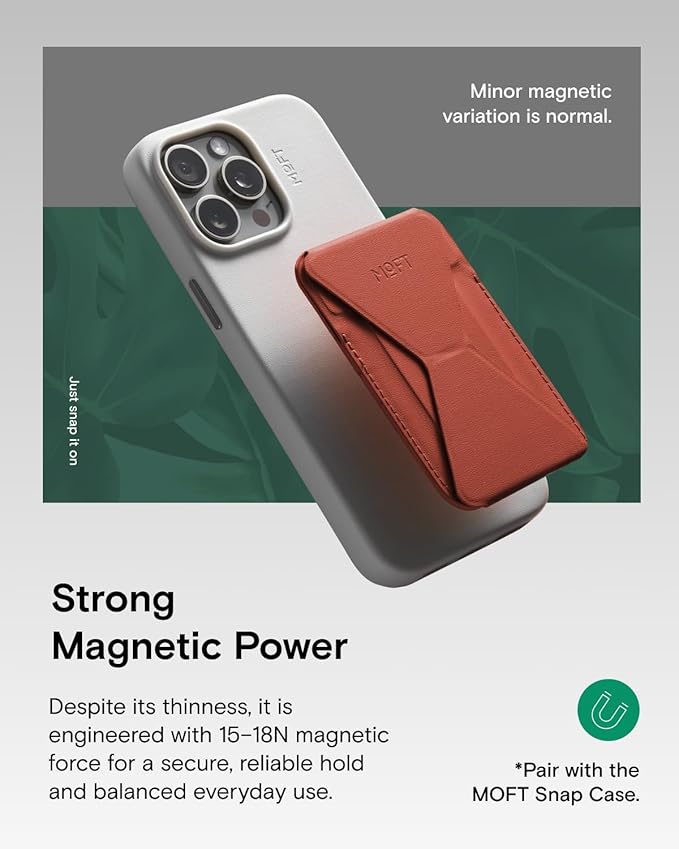 MOFT Magnetic Wallet Stand Compatible with iPhone 17/16/15/14/13/12 Series, Angle Adjustment Magsafe Compatible MOVAS Phone Stand,Clay