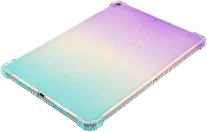 Translucent Frosted TPU Back Case for Apple iPad Air 3 (3rd Gen) 10.5" 2019 and iPad Pro 10.5" (2017) Gradient Color Impact Resistant Corner Protection Shockproof Cover, Purple & Green