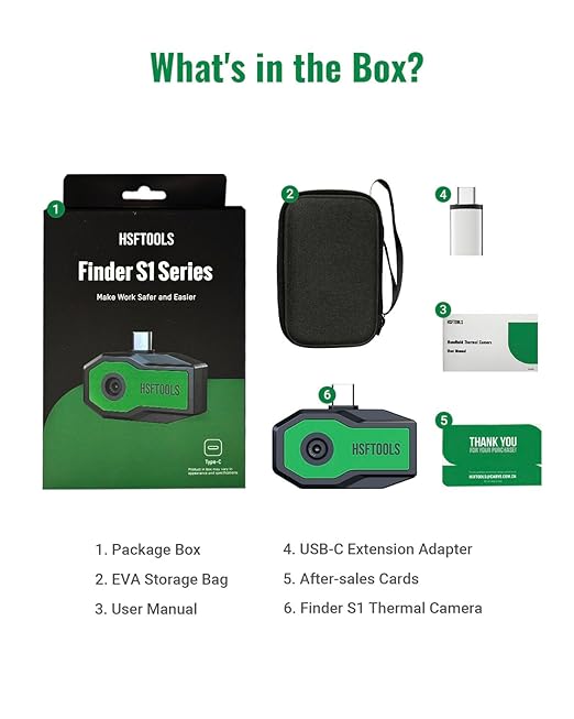 Finder S1 Thermal Camera for Android, 192x192 Super Resolution Thermal Imaging Camera,Thermal Imager for Android Phones and Tablets, 96x96 IR Resolution, Carrying Case,USB-C(not for iPhone)