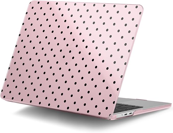 DONGKE Compatible with M5 MacBook Air 15 inch Case 2026 2025-2023 A3448 A3241 A3114 A2941 M4 M3 M2 Liquid Retina Display Touch ID, Protective Hard Shell Cover & Keyboard Skin - Black Polka Dots