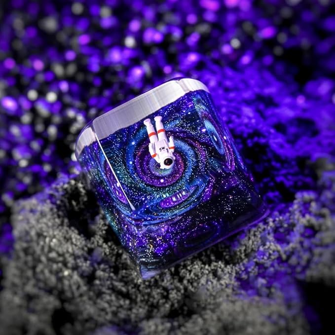 Aesthetic Galaxy Astronaut Artisan Keycap R1 SA Profile Custom Astronauts Keycaps 1U ESC Space Explorer Handmade Gaming Resin Key Cap Cherry MX Switch Compatible Mechanical Keyboard Space Lover Gift