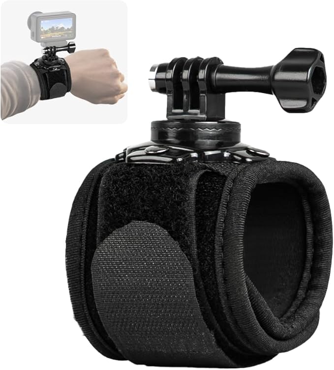 Wrist Strap Mount, 360° Rotating Arm Mount Strap Compatible with GoPro Hero 13/12/11/10/9/8/7//6/5 Black,DJI Action 6/5 pro/4/3,Insta 360 ONE R,AKASO/Campark and More Action Cameras