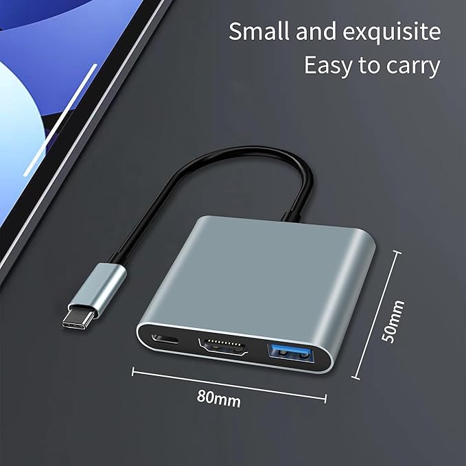 USB C Adapter, USB C to HDMI Multiport Adapter, USB C Hub, USB C to USB Adapter with 4K HDMI, USB 3.0, 100W Power Delivery, for iPhone 15, Samsung, MacBook, iPad pro, Chromebook, Dell, Switch