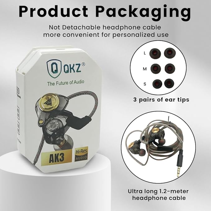 Wired Gaming Earbuds, Ak3file in Ear Monitors, Deep Bass Sound Wired Earbuds, HiFi in Ear Headphones with 1DD 10mm Dynamic Driver, IEM for Music Gaming Video Calling (Black)