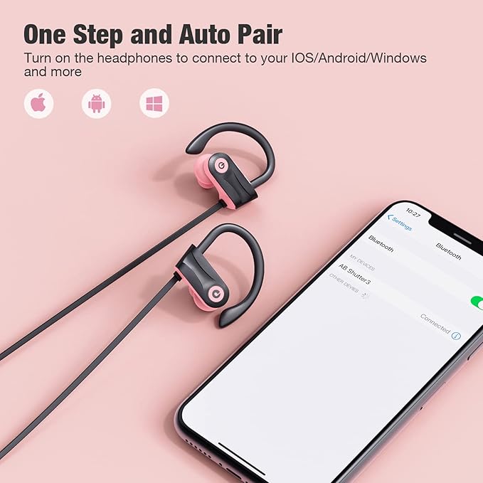 Boean Bluetooth Headphones, Wireless Earbuds with 16 Hours Bluetooth 5.3 Wireless Headphones HD Deep Bass Stereo IPX7 Waterproof Earphones for Sports Headset AI Music Generation