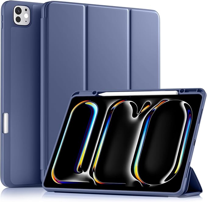 Akkerds Compatible with iPad Pro 13 Inch Case (M5/M4) 2025/2024, for iPad 13 Pro Case with Pencil Holder, Slim Trifold Stand Protective Cover with Soft TPU Back, Auto Wake/Sleep (BlueGray)