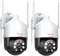 DEKCO 2Packs, 2K WiFi Outdoor Security Cameras Pan-Tilt 360° View, 3MP Surveillance Cameras with Motion Detection and Siren, 2-Way Audio, Full Color Night Vision, Waterproof