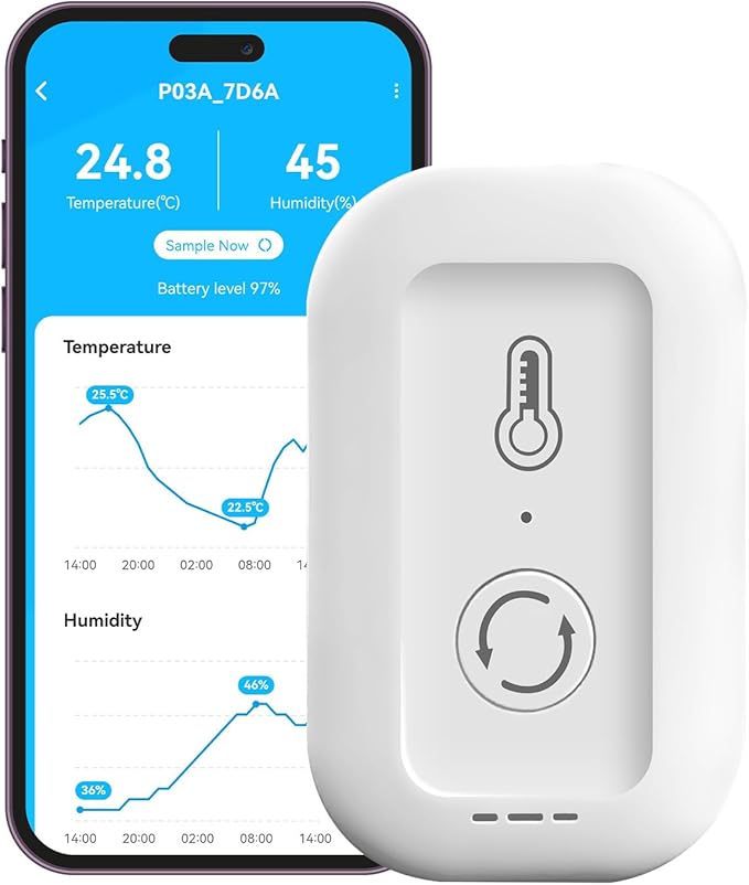 DAYBETTER Smart WiFi Thermometer Hygrometer, 2.4G Indoor Temperature Humidity Sensor with Real-Time App Alerts,Temperature Humidity Monitor for Home Nursery Greenhouse Pet 1pack