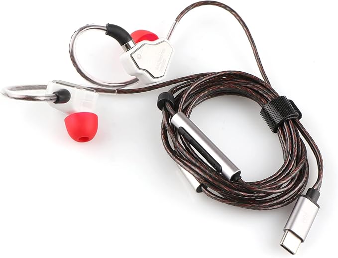 Linsoul 7Hz Salnotes Zero HiFi 10mm Dynamic Driver in-Ear Earphone IEM with Metal Composite Diaphragm Stainless Steel Faceplate Detachable 2Pin OFC Cable (White, with Mic, Type C)