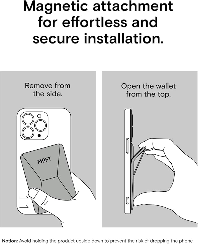 MOFT Magnetic Wallet Stand Compatible with iPhone 17/16/15/14/13/12 Series, Angle Adjustment & Magsafe Compatible MOVAS Phone Stand,Cement