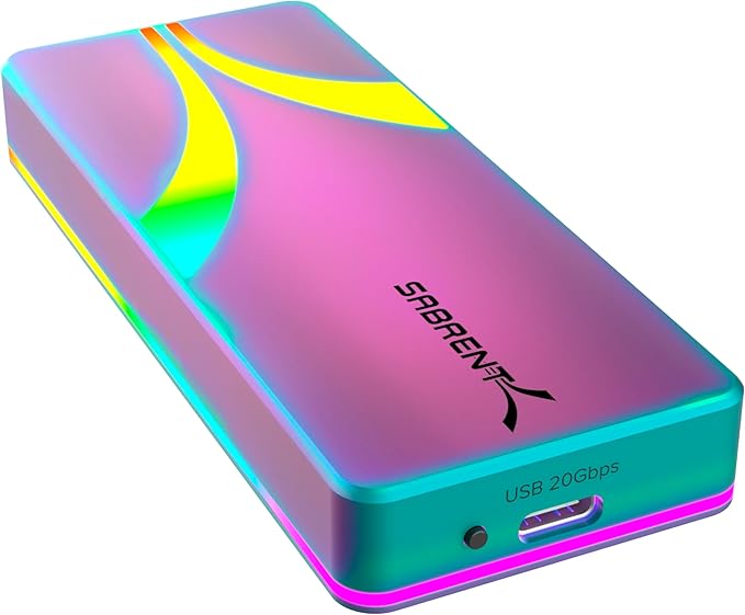 SABRENT Rocket RGB USB C 20Gbps M.2 SATA/NVMe SSD Enclosure - Special Edition (EC-RGBC)