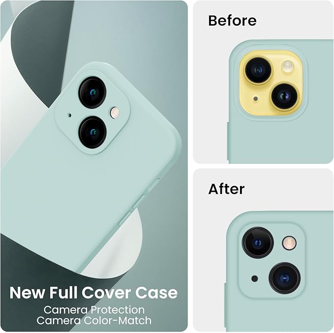 FireNova Designed for iPhone 14 Case, Silicone Upgraded [Camera Protection] Phone Case, Soft Anti-Scratch Microfiber Lining Inside, 6.1 inch, Mint Green