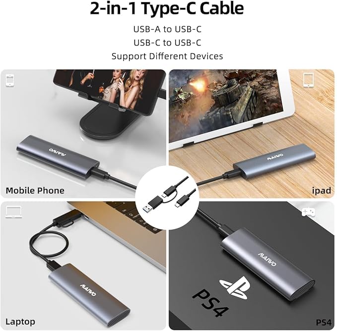 MAIWO M.2 NVMe SSD Enclosure, USB 3.1 GEN2 10Gbps Tool Free USB C to M.2 NVMe SSD Adapter Reader Case, Support UASP Trim, 8TB Capacity, Aluminum