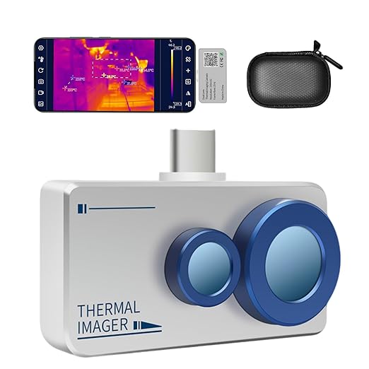 Thermal Imaging Camera Android 256x192 IR Resolution,640x480 Super Resolution Thermal Imaging Camera -15°Cto 600°C TEM Range for Smartphones(not for iOS) IP54