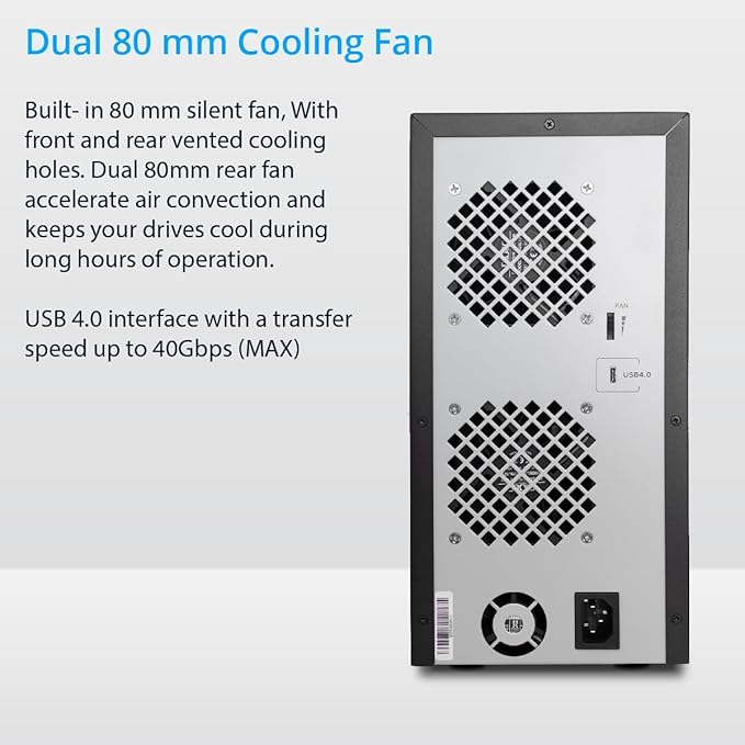 USB 4.0 (40Gbps) Type-C 8 Bay 2.5 Inch and 3.5 Inch SATA Hard Drive External Hard Drive Enclosure