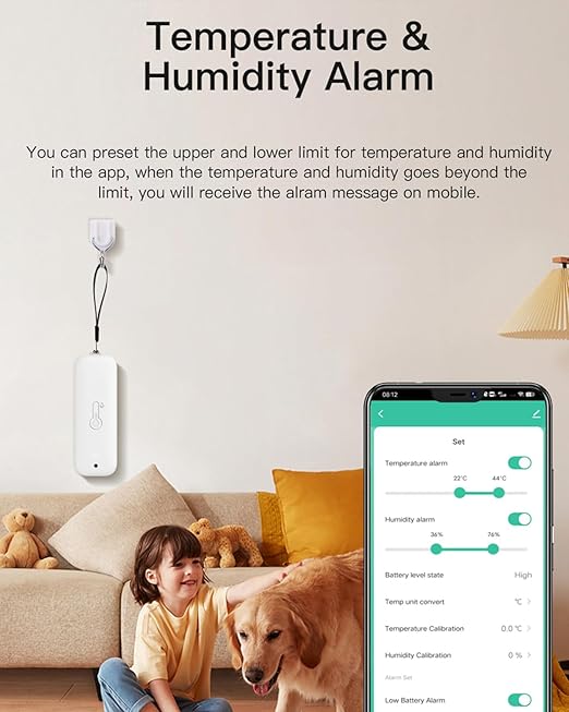 WiFi Thermometer Hygrometer with App Control,No hub Required,Smart Temperature Humidity Sensor,App Alert Monitor for Home Pet Greenhouse Freezer