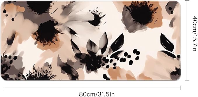 Arttown Brown Boho Tribal Flower Mouse Pad Large Gaming Mat Floral Non-Slip Desk Pad Keyboard and Mouse Desk Mat for Gamer, Office & Home, 31.5 x 15.7 in