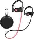 JOYWISE Wireless Bluetooth 5.3 Wireless Headphones with 16Hrs Long Playtime Stereo IPX7 Waterproof in-Ear Earphones, Noise Cancelling Headphones for Running, Black&Pink