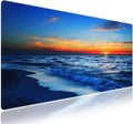 Extra Large Gaming & Office Mouse Pad (31.5" x 11.8") with Durable Stitched Edges – Sunset Glow Over The Blue Ocean Wave Scene, Anti-Slip Base & Smooth Fabric Surface Extended XXL Desk Mat
