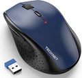 TECKNET Wireless Mouse, 2.4G USB Computer Mouse with 6-Level Adjustable 4800 DPI, 30 Months Battery, Ergonomic Grips, 6 Buttons Portable for PC, Chromebook, Mac - Blue