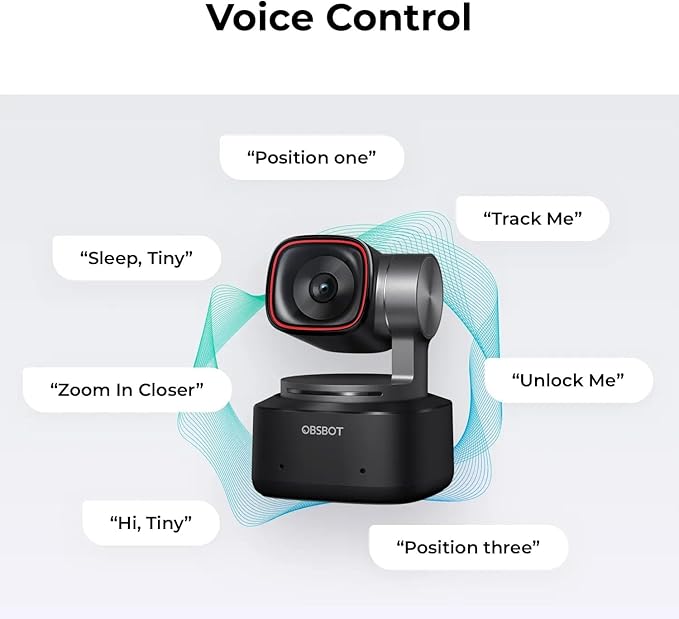 OBSBOT Tiny 2 AI Webcam 4K, 1/1.5" Sensor, 60FPS, Auto Focus & HDR | PTZ Voice/Gesture Control, AI Tracking | Ideal for Streaming, Meetings, PC (USB Web Camera)