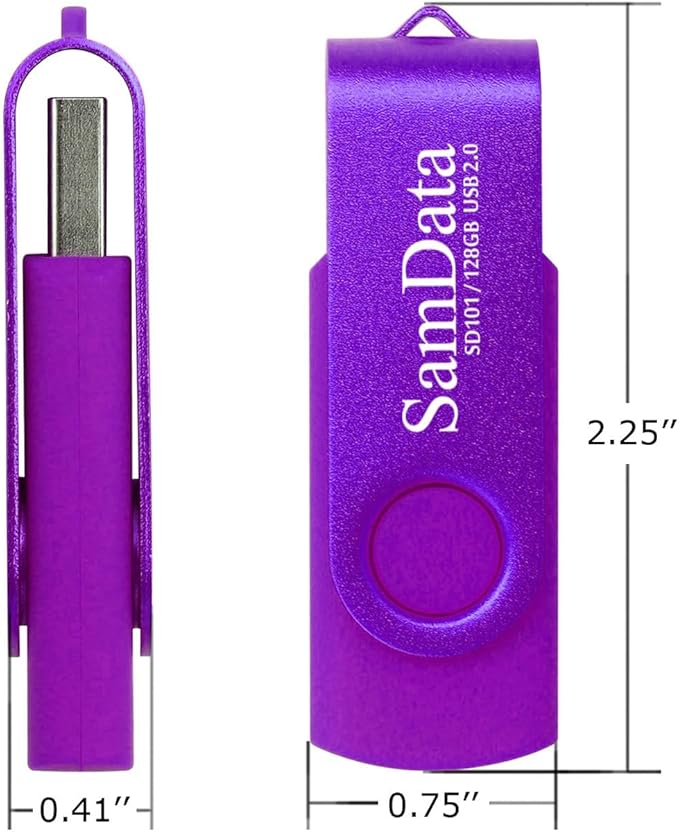SamData 128GB USB Flash Drives 1 Pack 128GB Thumb Drives Memory Stick Jump Drive with LED Light for Storage and Backup (1 Pack Purple)