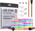 BTF-LIGHTING FCOB WS2811 IC RGB COB LED Strip DC24V 576LED/m 16.4FT Flexible High Density Color Chasing Uniform Light 16IC/m 10mm Width for Indoor Lighting Project(No Adapter or Controller)