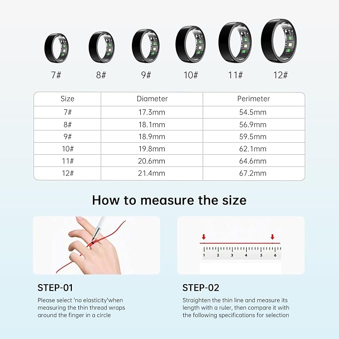 Smart Ring - Sleep Tracking Wearable - Heart Rate - Oxygen Monitoring - Fitness Tracker - Hand Gesture Brush Tiktok - Remote Camera - Up to 9 Days of Battery Life